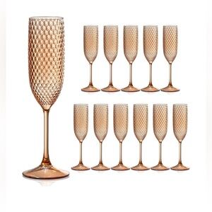 Elegant Amber Champagne Flute Set 12 plastic